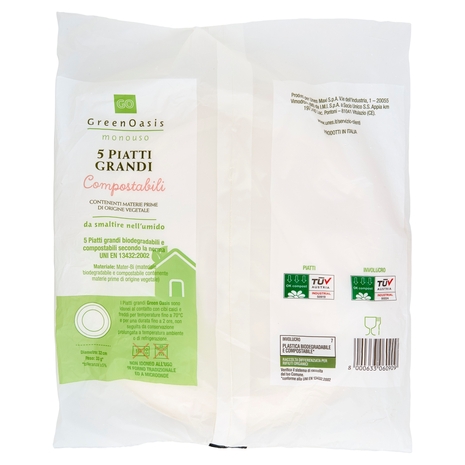 5 Piatti Grandi Compostabili Green Oasis